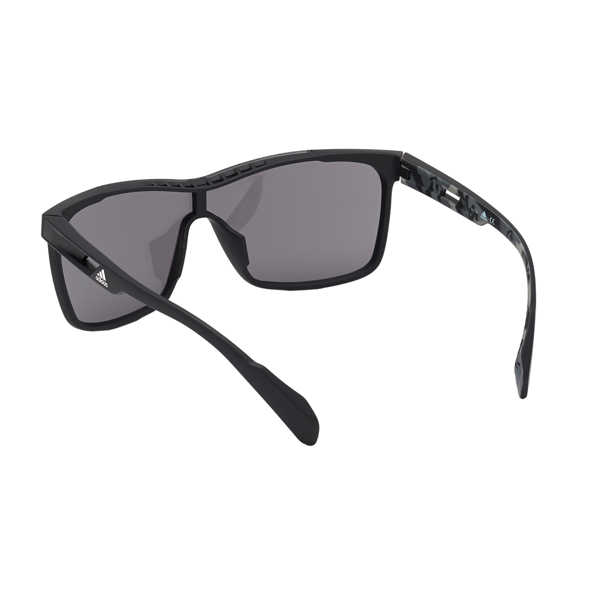 Injected Sport Thin Wrap Shield Sunglasses w/ Smoke Mirror Lens