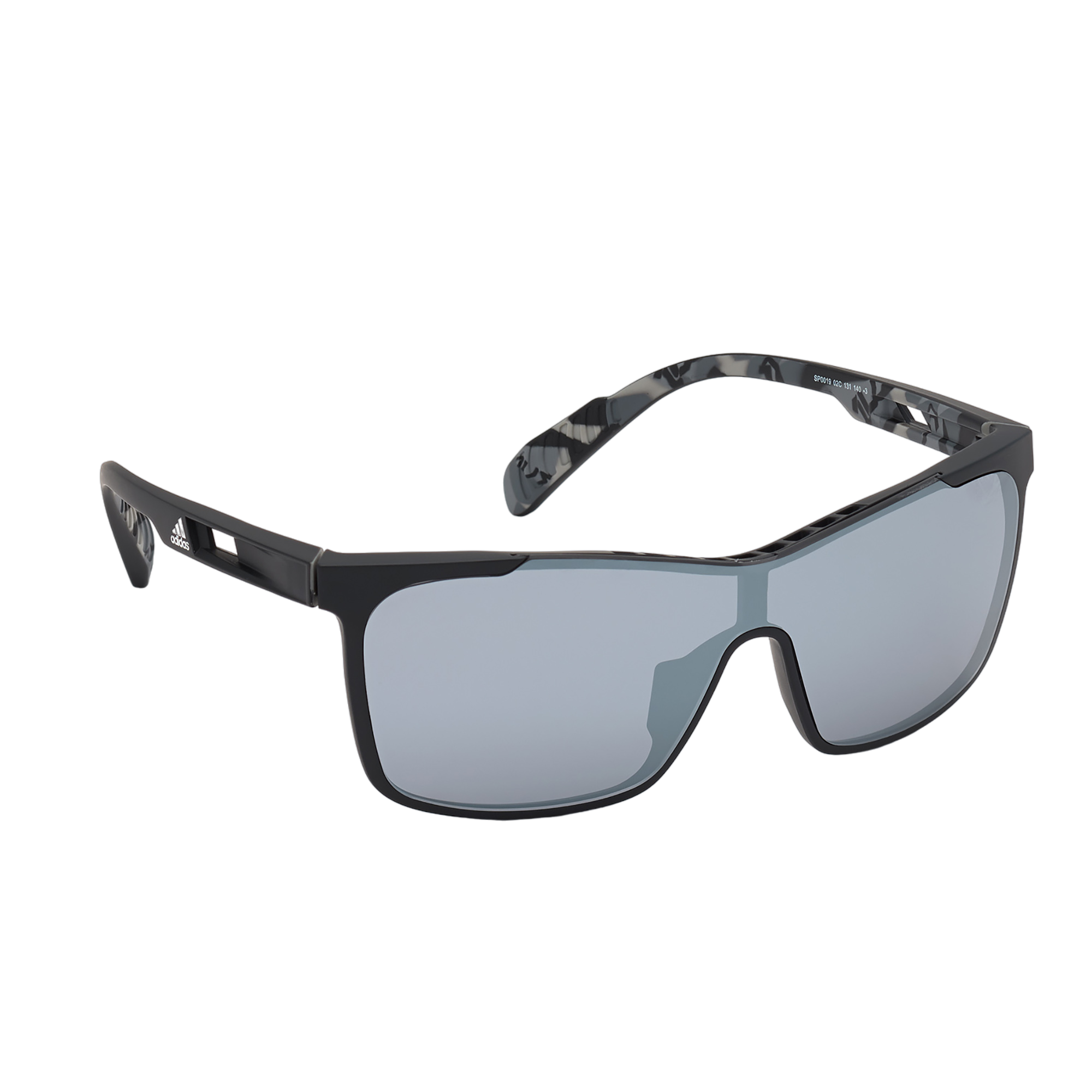 Injected Sport Thin Wrap Shield Sunglasses w/ Smoke Mirror Lens