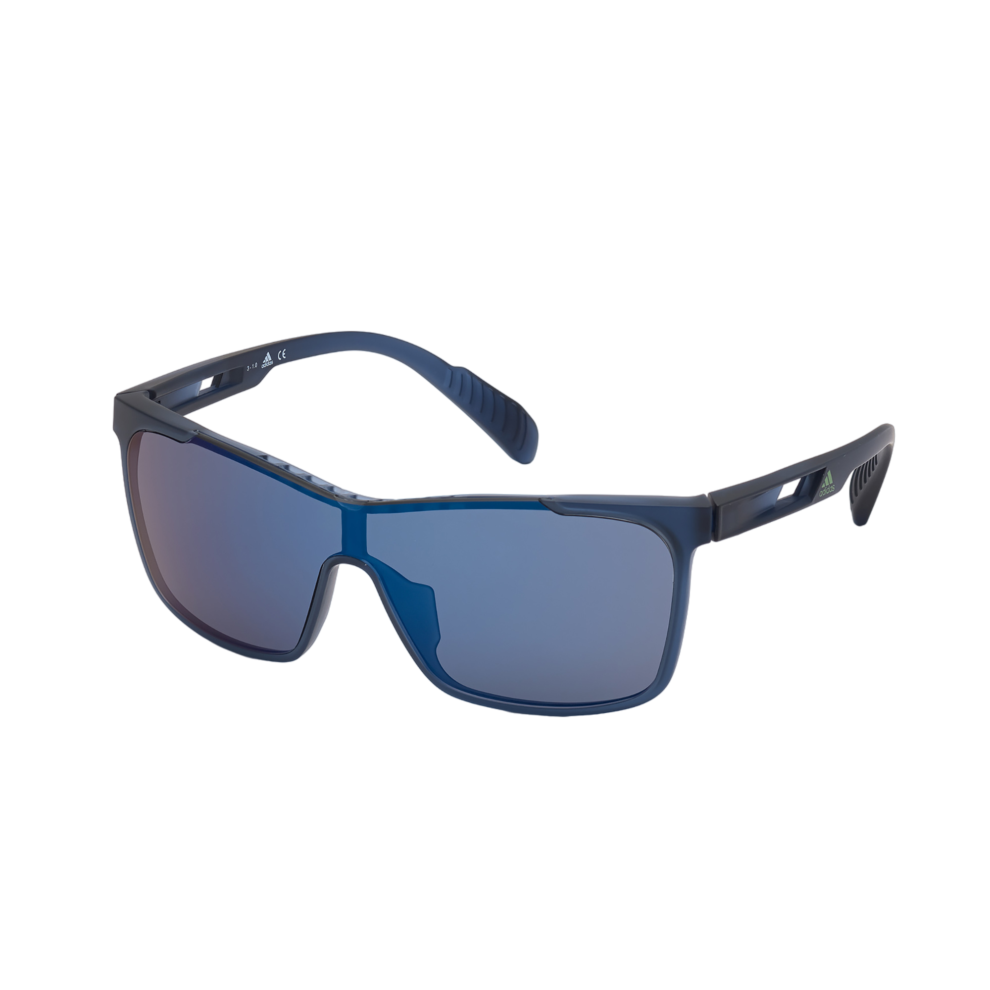 Injected Sport Thin Wrap Shield Sunglasses w/ Blue Lens