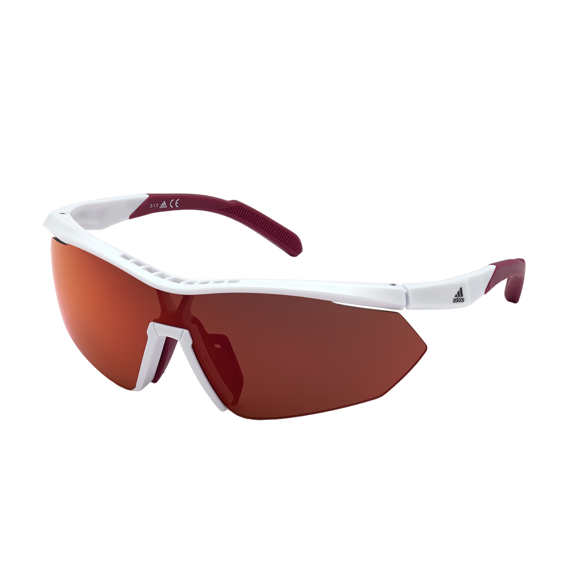 Injected Sport Semi-Rimless Shield Sunglasses w/ Roviex Mirror Lens