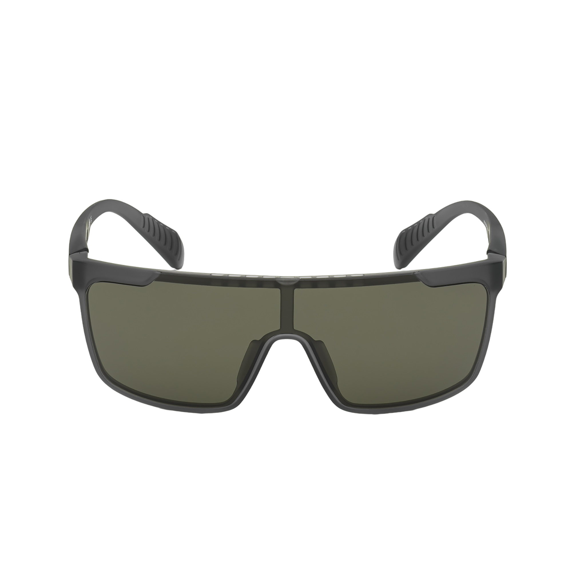 Injected Sport Flat Top Shield Sunglasses w/ Green Lens