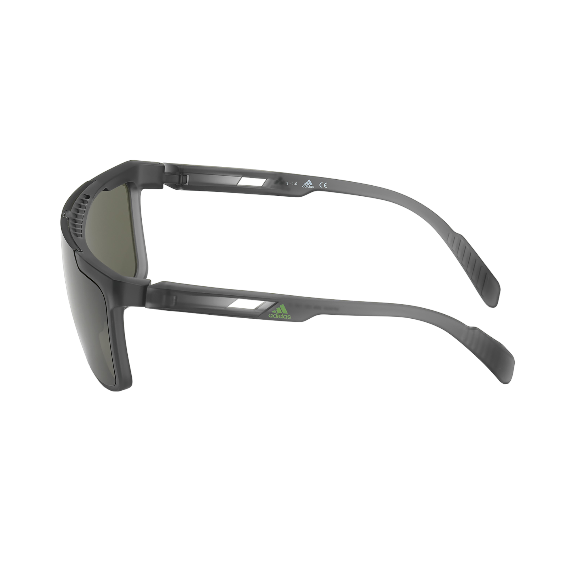 Injected Sport Flat Top Shield Sunglasses w/ Green Lens