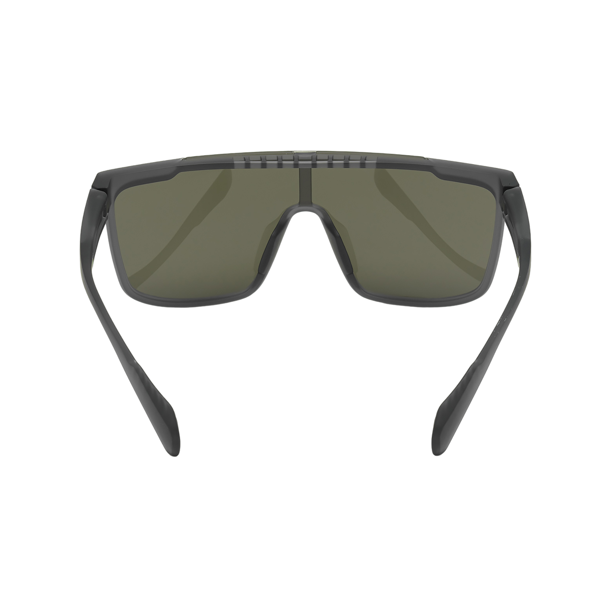 Injected Sport Flat Top Shield Sunglasses w/ Green Lens