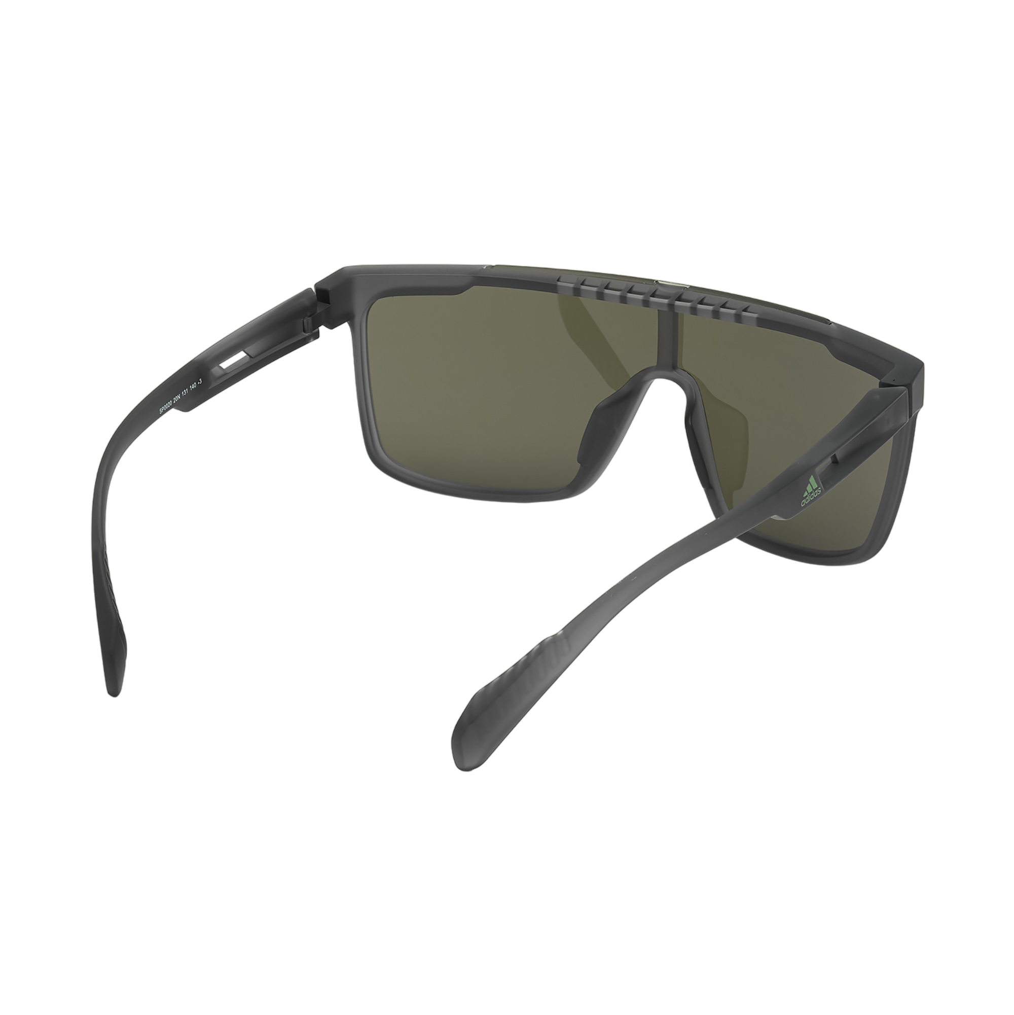 Injected Sport Flat Top Shield Sunglasses w/ Green Lens