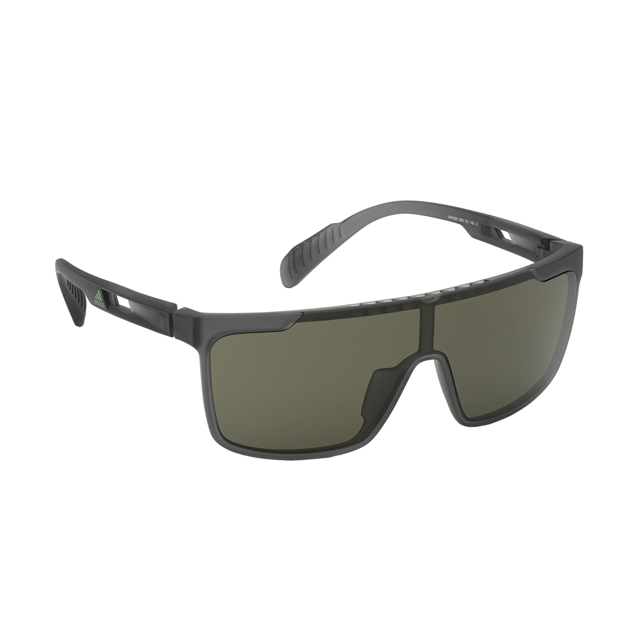 Injected Sport Flat Top Shield Sunglasses w/ Green Lens