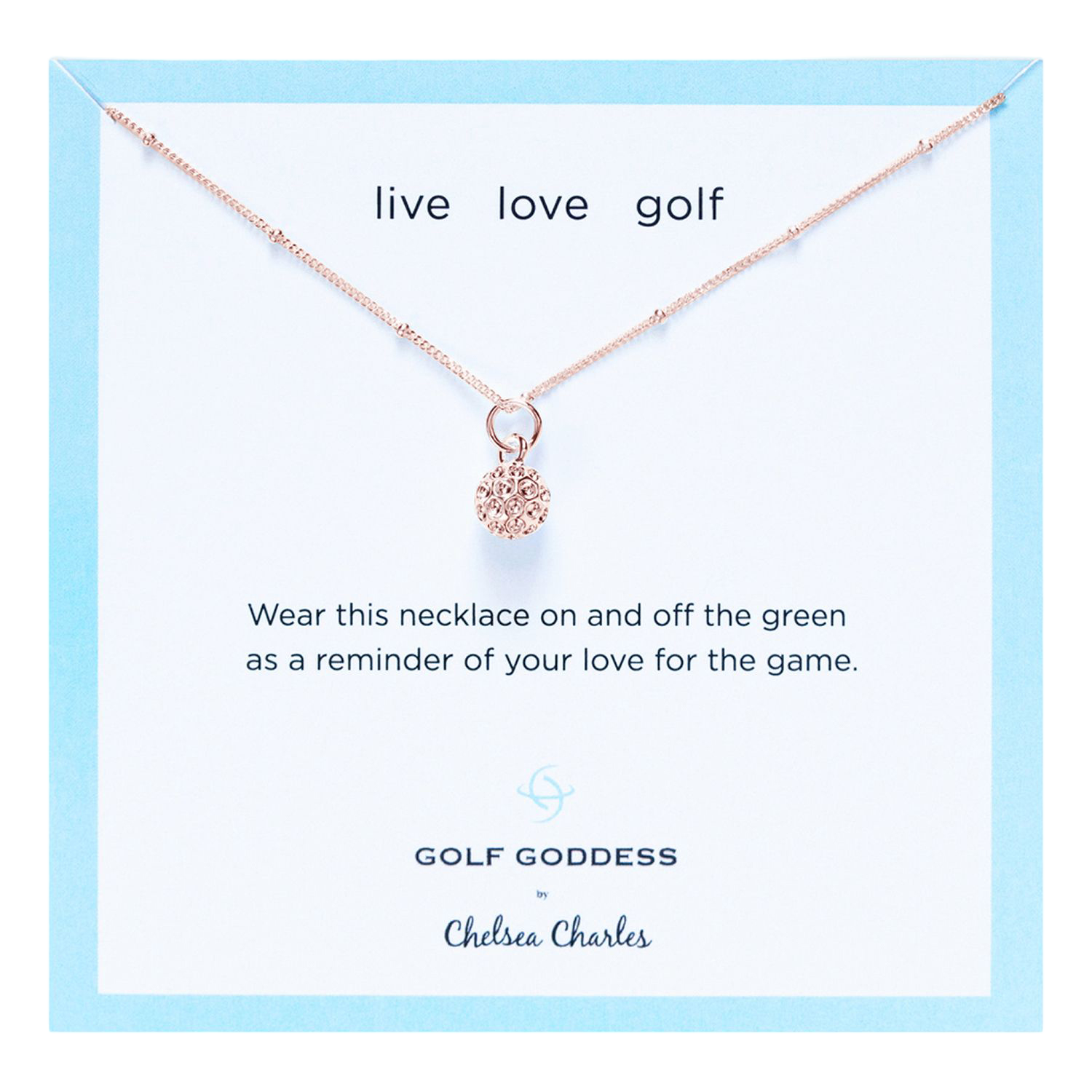 Golf Goddess Rose Gold Golf Ball Charm Necklace