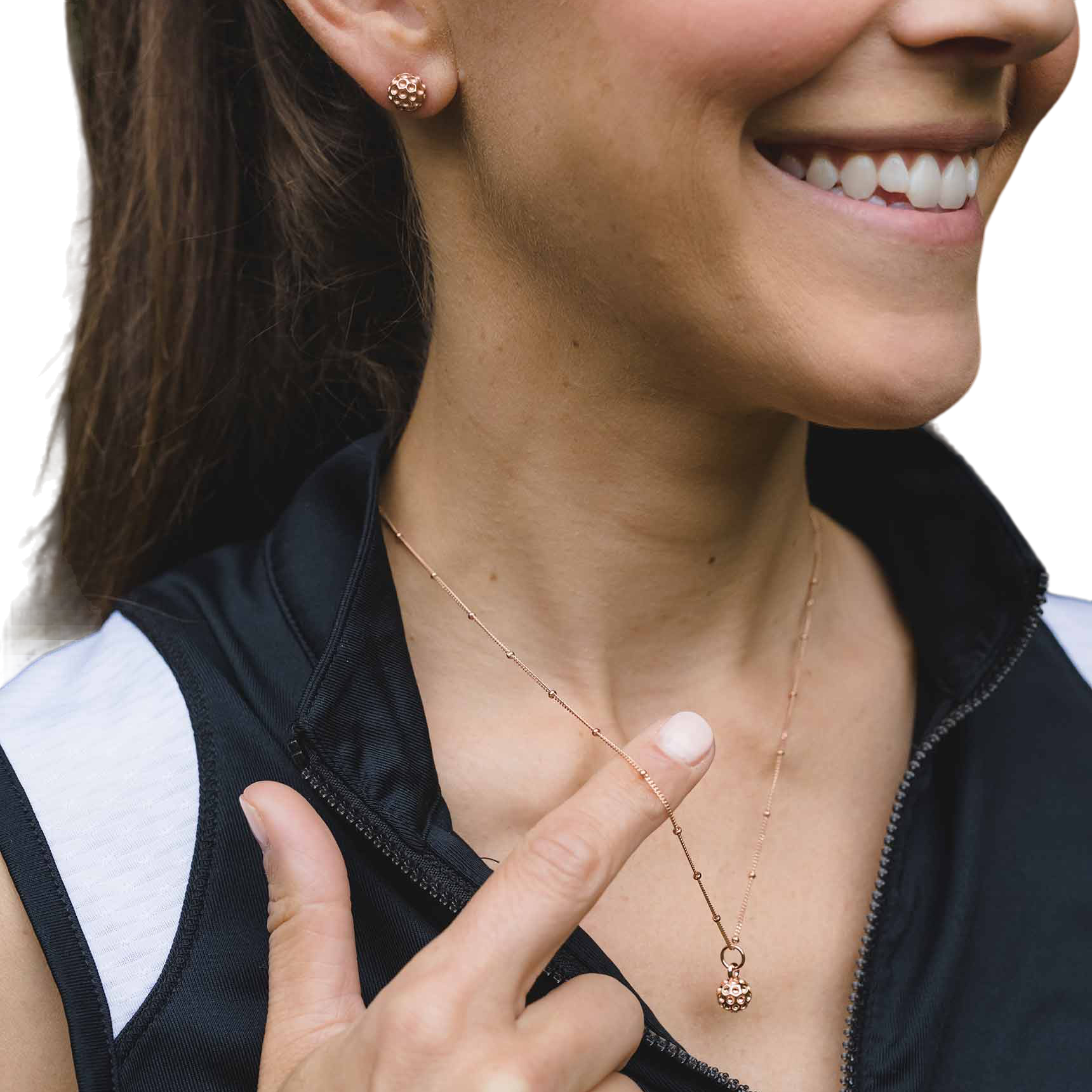 Golf Goddess Rose Gold Golf Ball Charm Necklace
