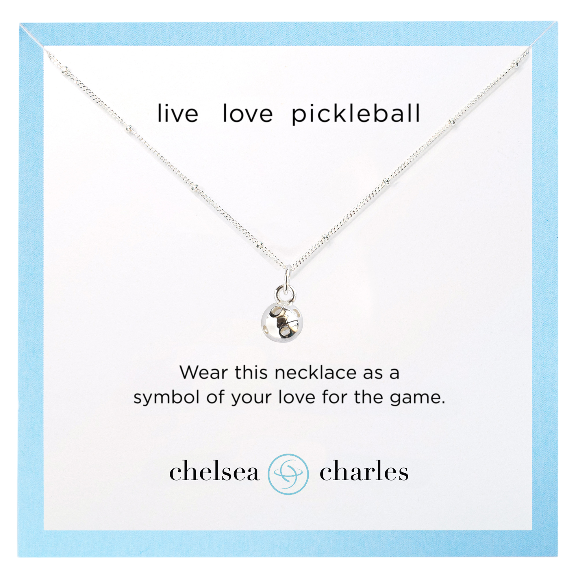 CC Sport Silver Pickleball Charm Necklace