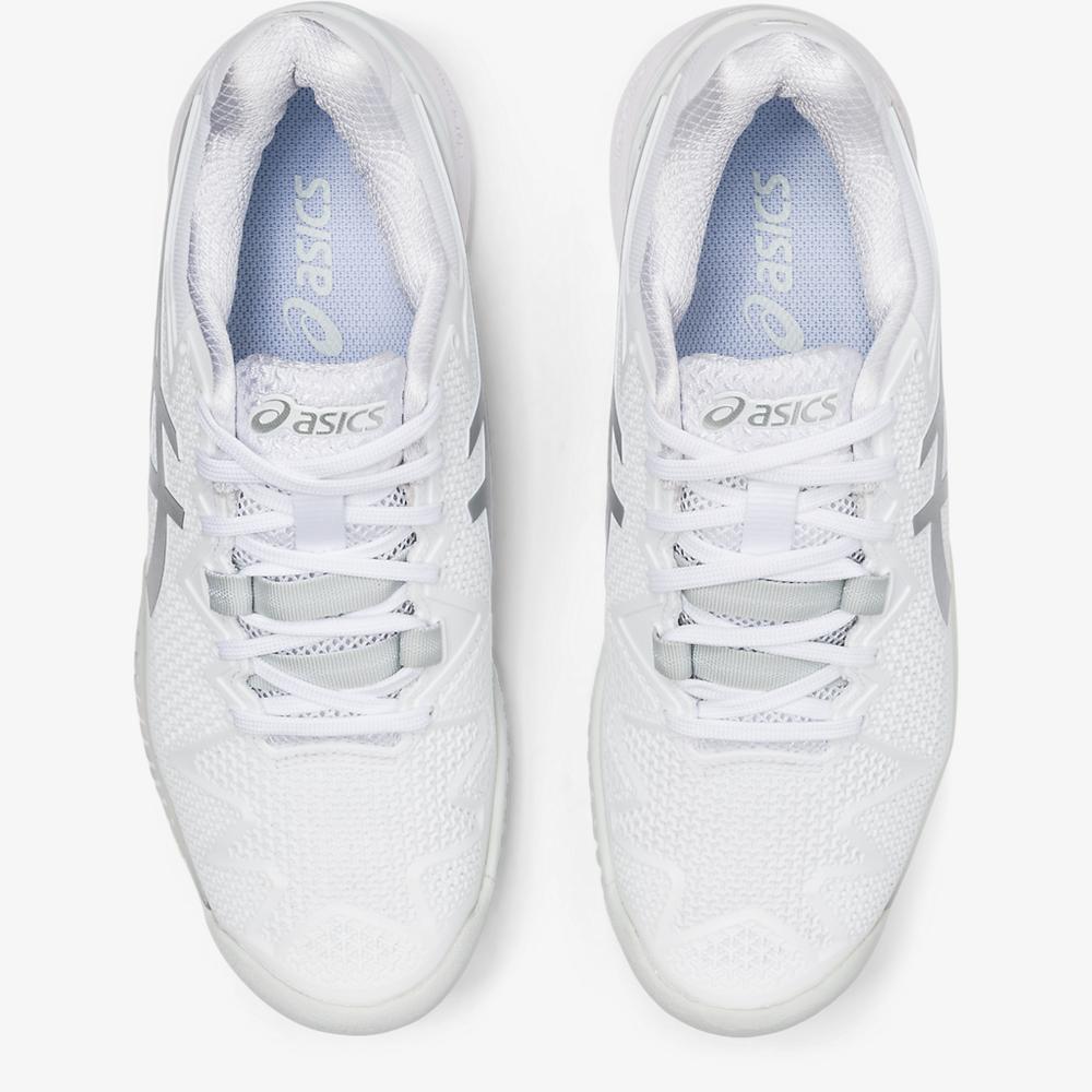GEL RESOLUTION 8 Women's Tennis Shoes - White/Silver