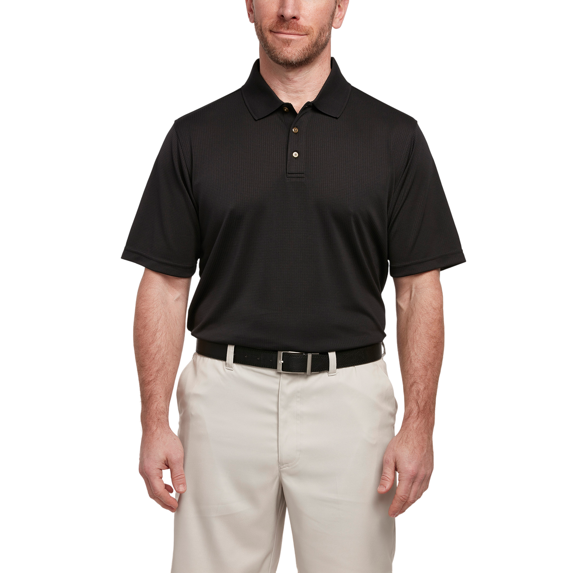 Grid Textured Men's Short Sleeve Golf Polo Shirt