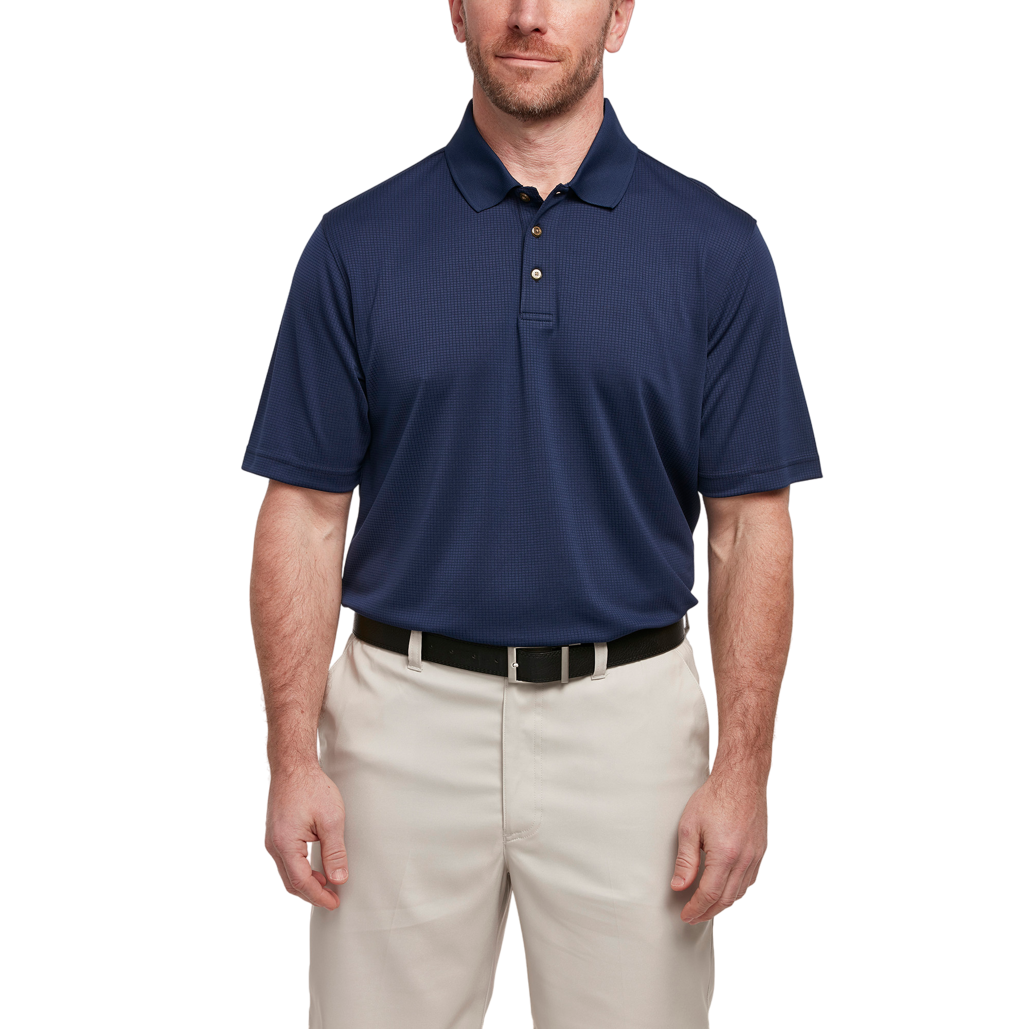 Grid Textured Men's Short Sleeve Golf Polo Shirt