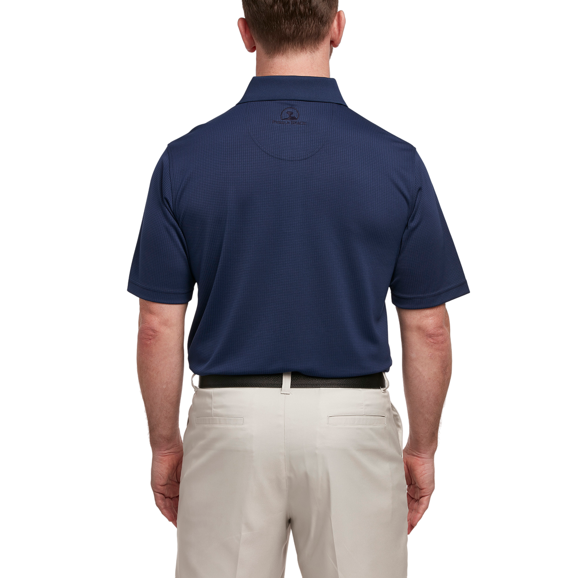 Grid Textured Men's Short Sleeve Golf Polo Shirt