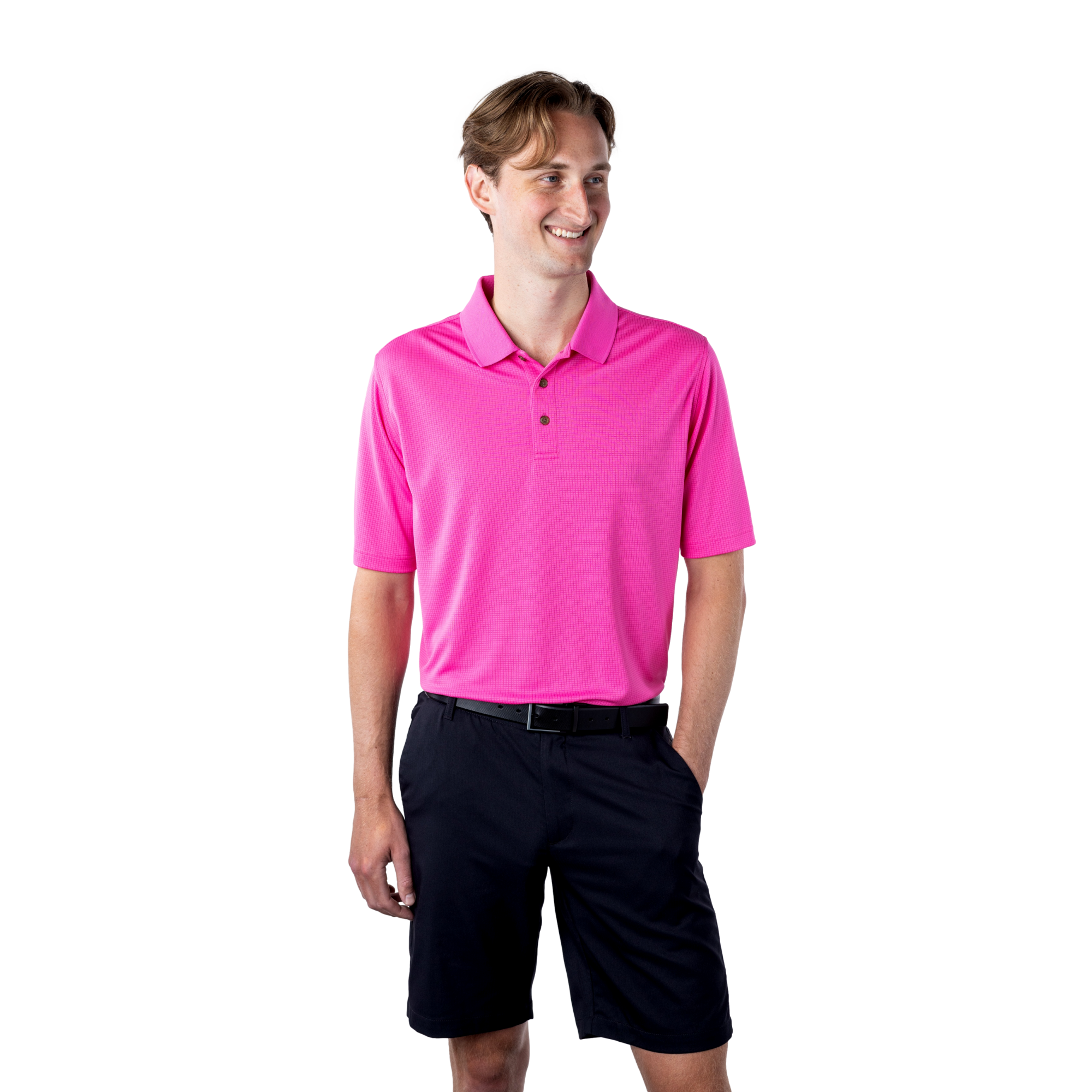 Grid Textured Men's Short Sleeve Golf Polo Shirt