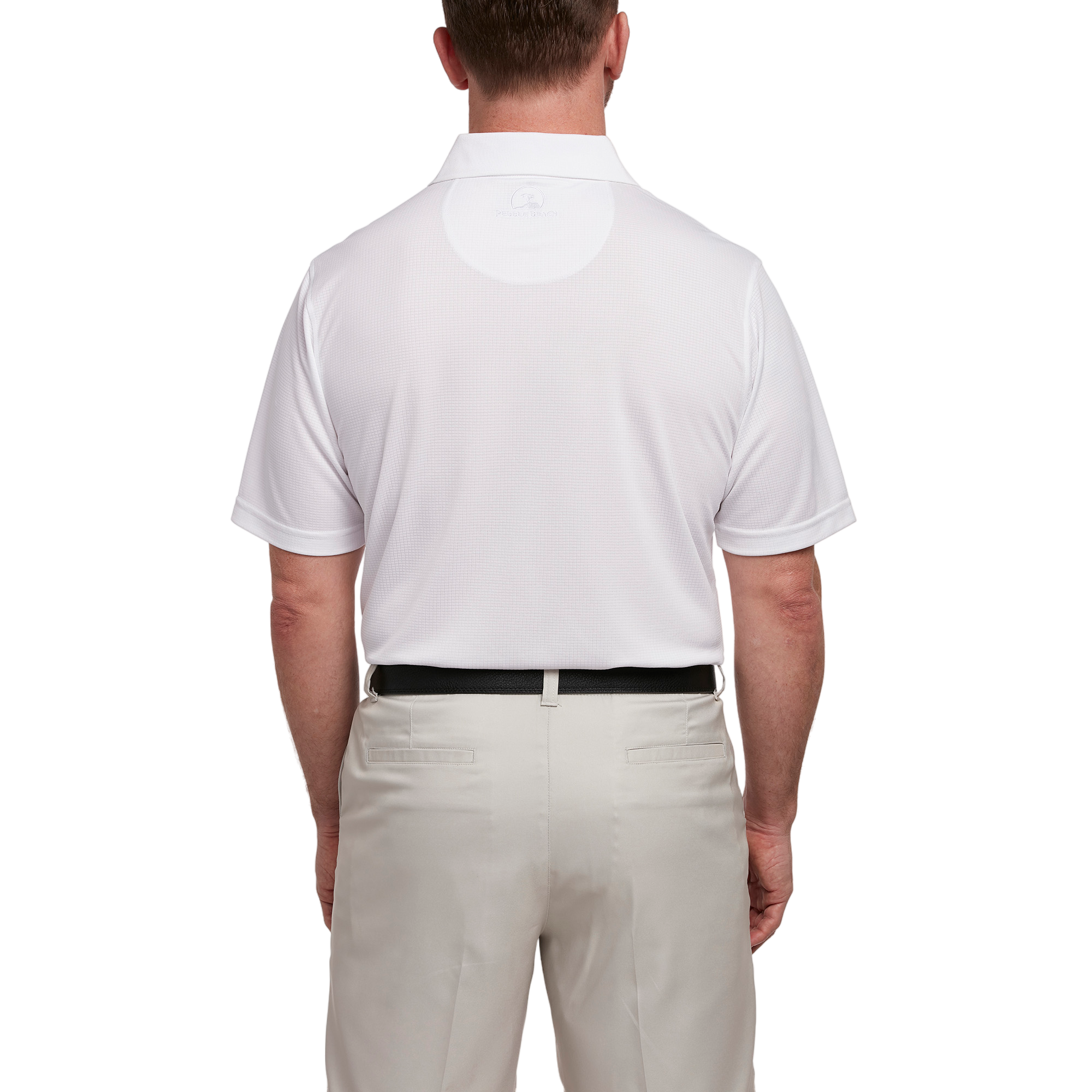 Grid Textured Men's Short Sleeve Golf Polo Shirt