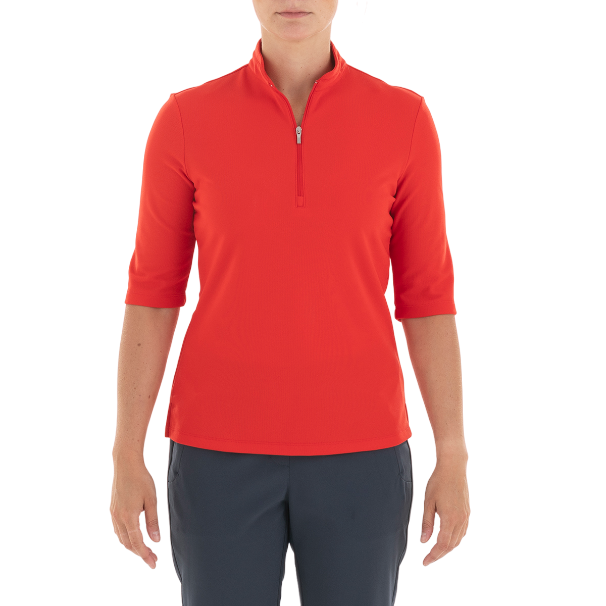 EP Pro NY Elbow Sleeve Zip Mock Women's Golf Polo - Fore Ladies