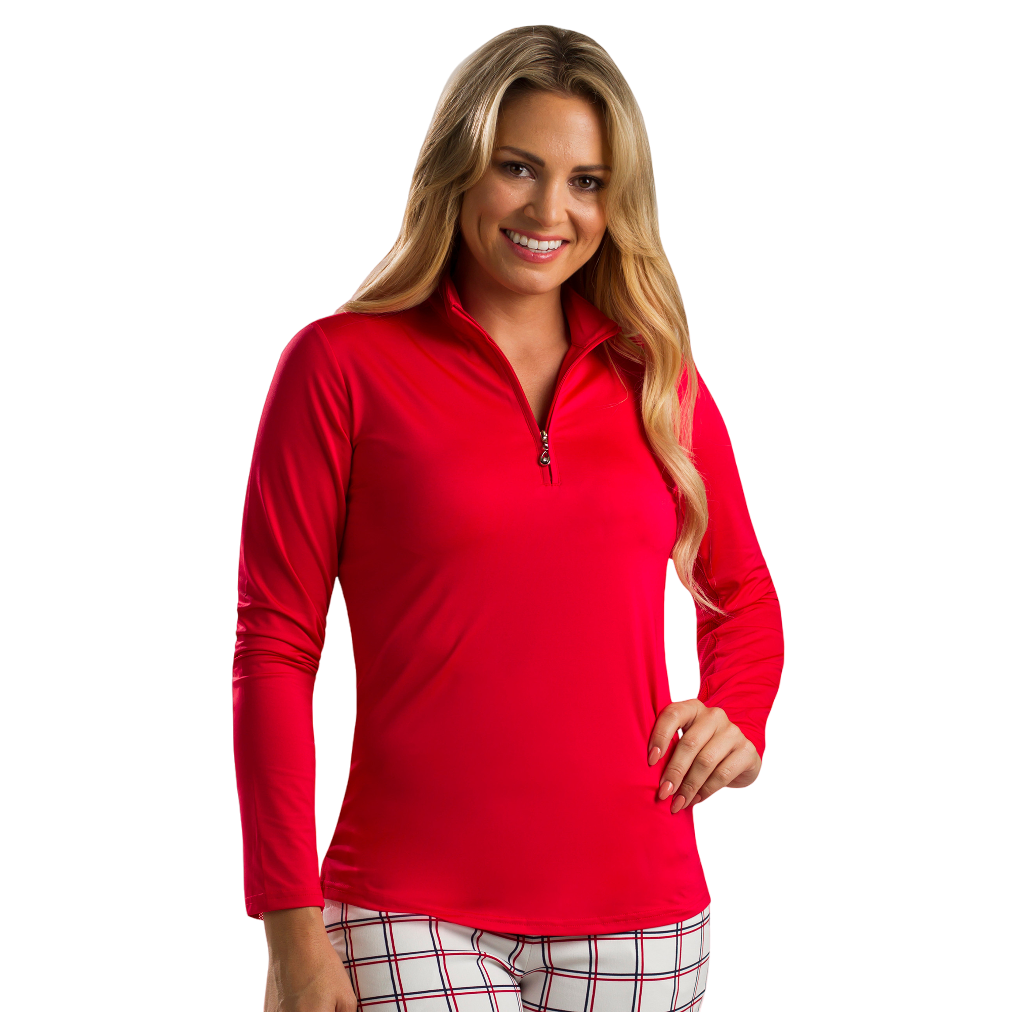 SanSoleil SunGlow Long Sleeve Solid Zip Mock Pull Over