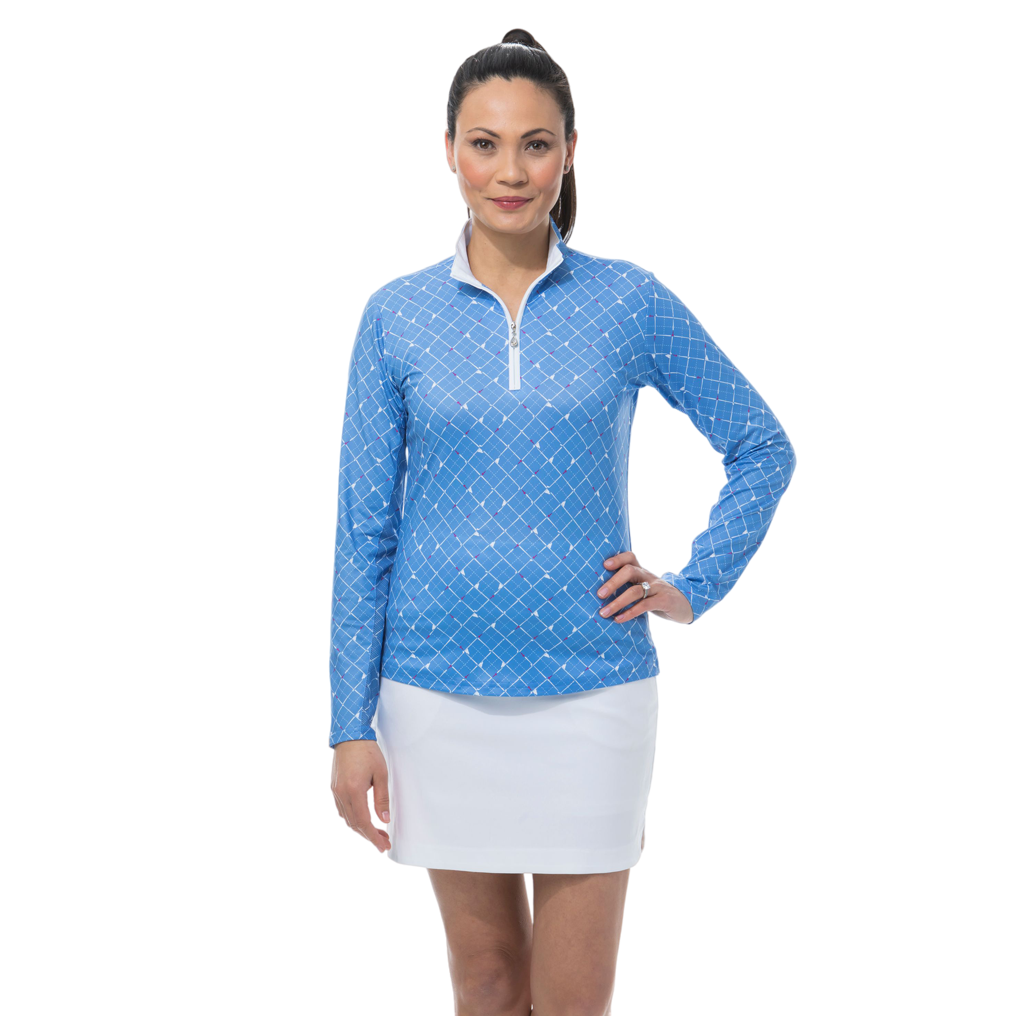 SolCool Long Sleeve Printed Quarter Zip Mock Pull Over