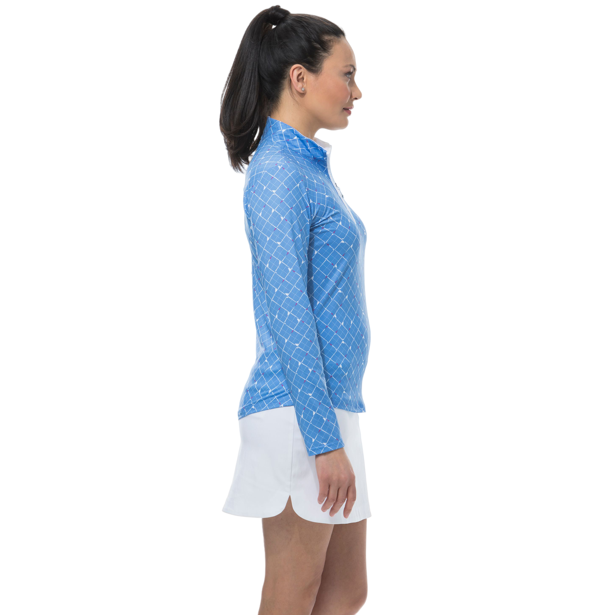 SolCool Long Sleeve Printed Quarter Zip Mock Pull Over