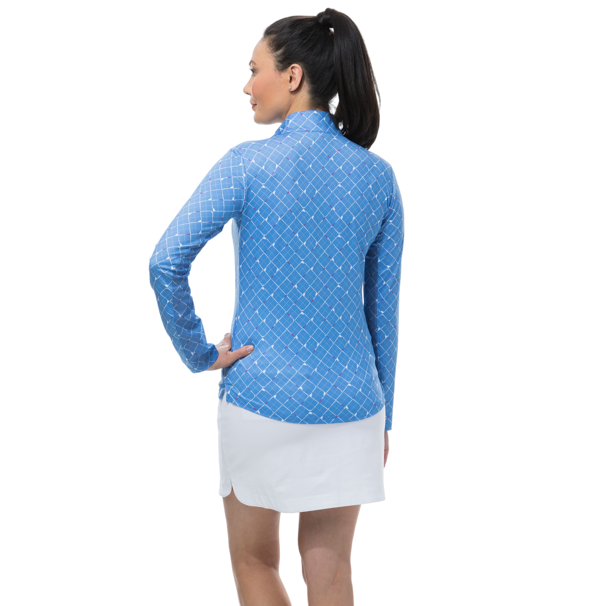 SolCool Long Sleeve Printed Quarter Zip Mock Pull Over