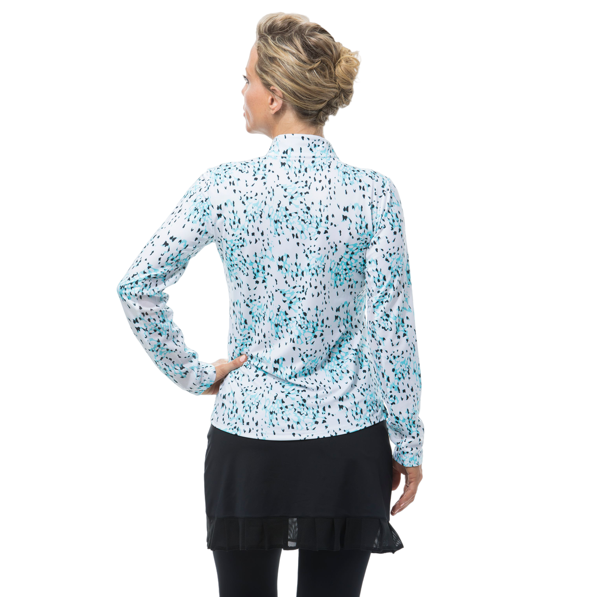 SolCool Long Sleeve Printed Quarter Zip Mock Pull Over