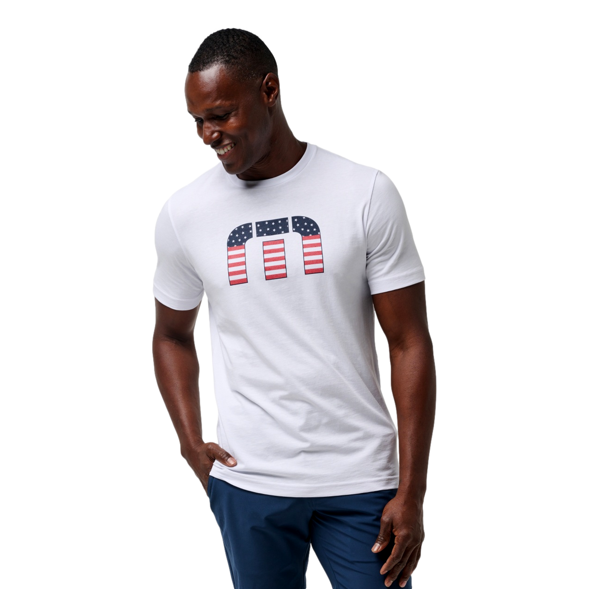 TravisMathew S21 4th of July: Star Bright Logo Tee, Light Grey, XL