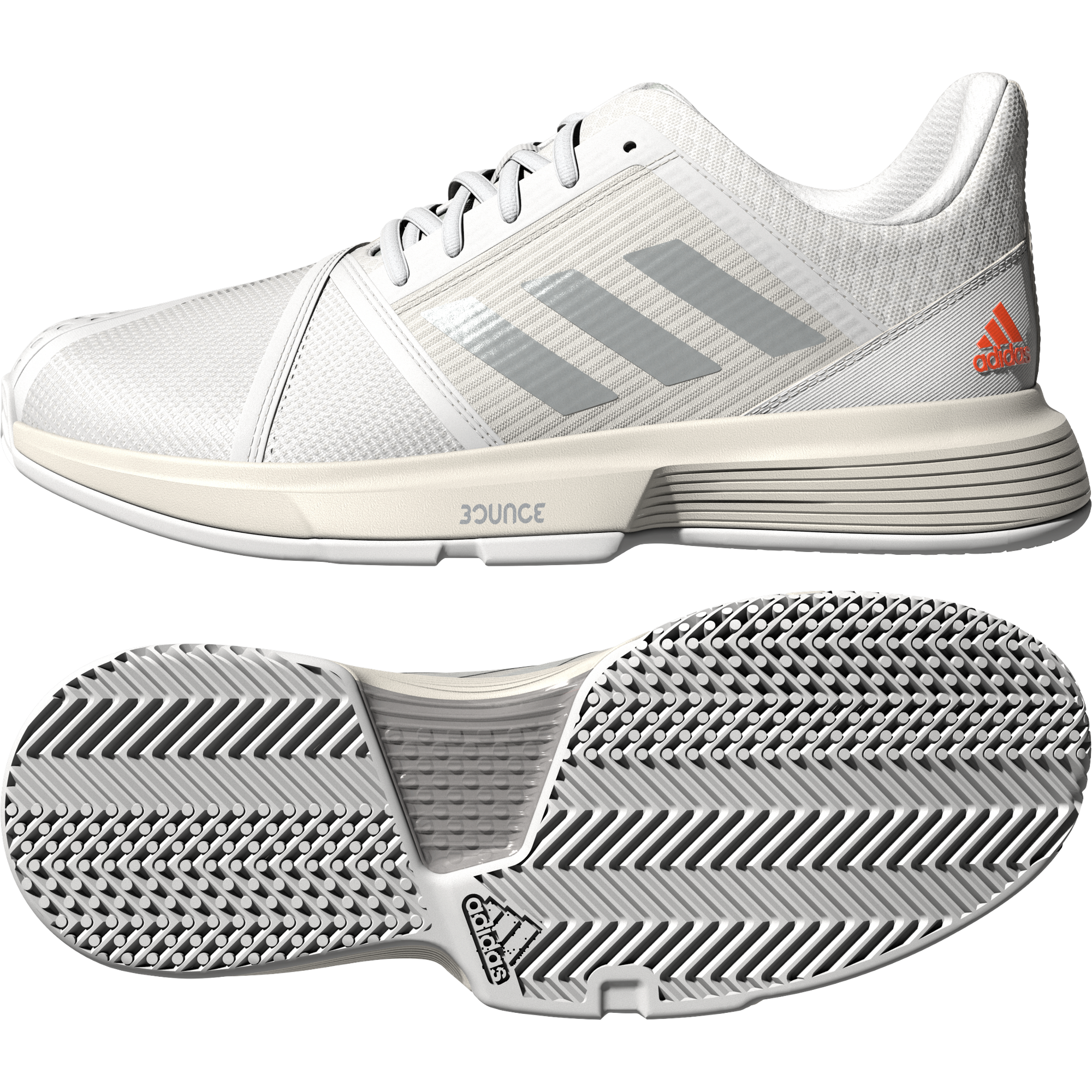 あむ Adidas CourtJam Bounce 21 Women's Tennis Shoe - White/Silver