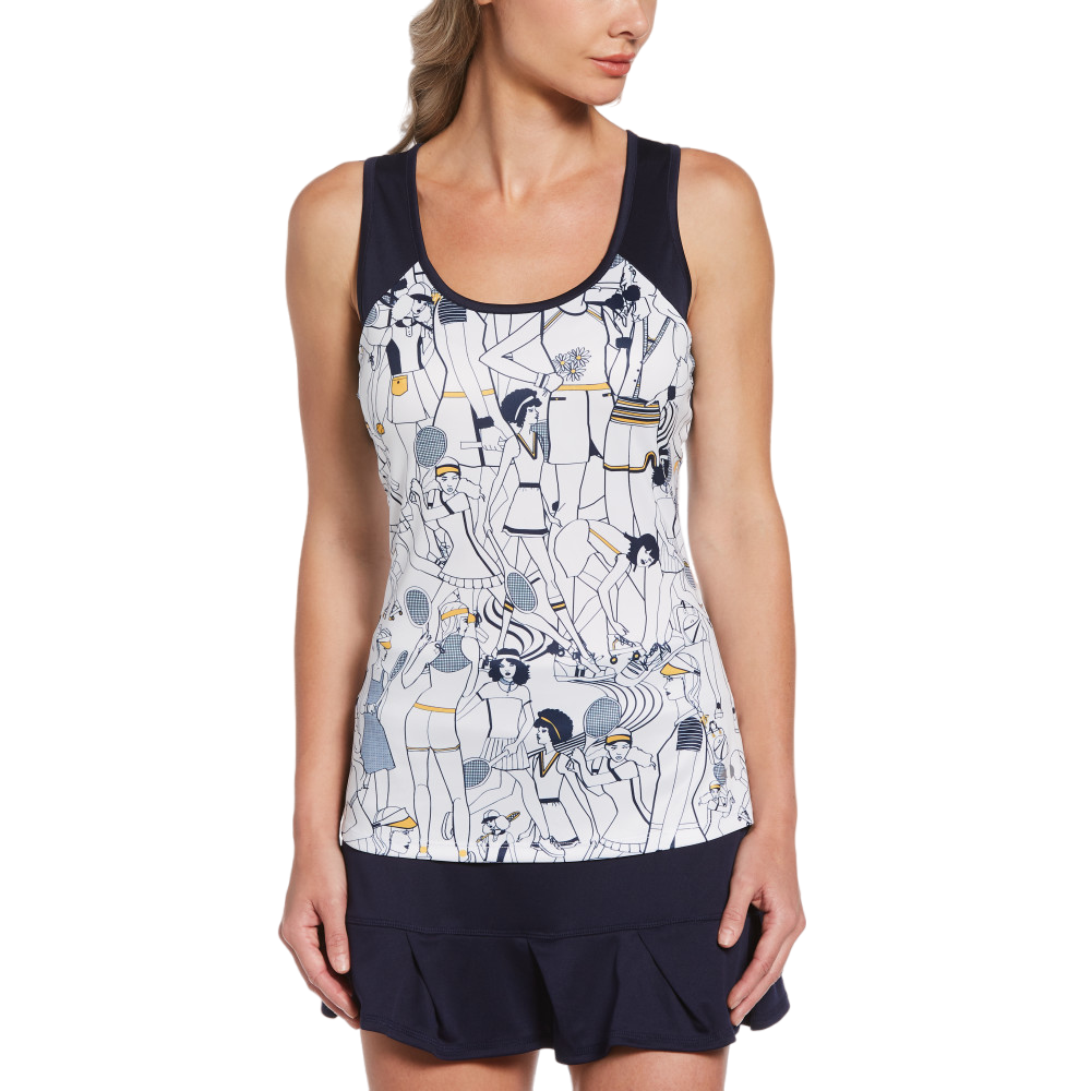 Linear Tennis Print Racer Tank Top