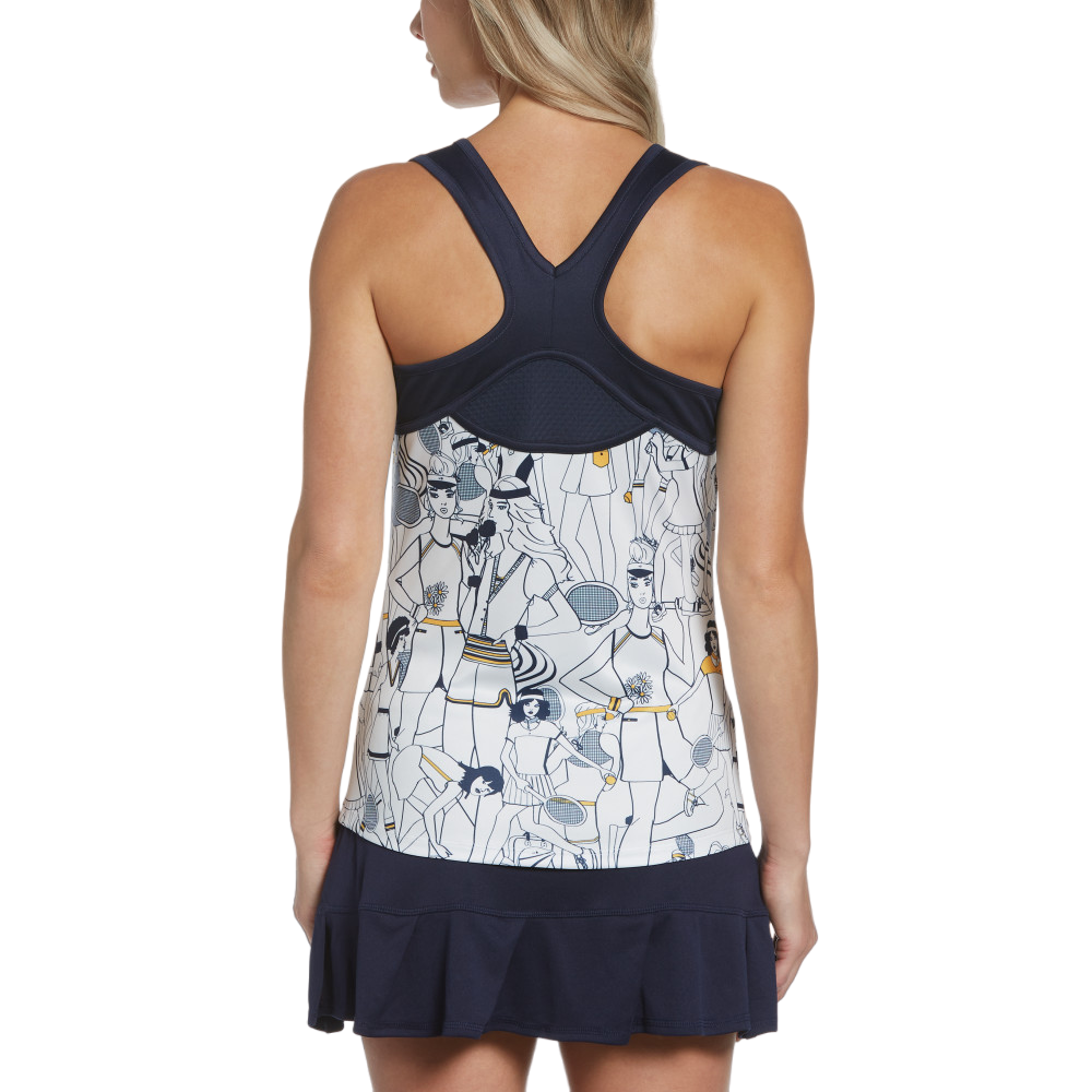 Linear Tennis Print Racer Tank Top