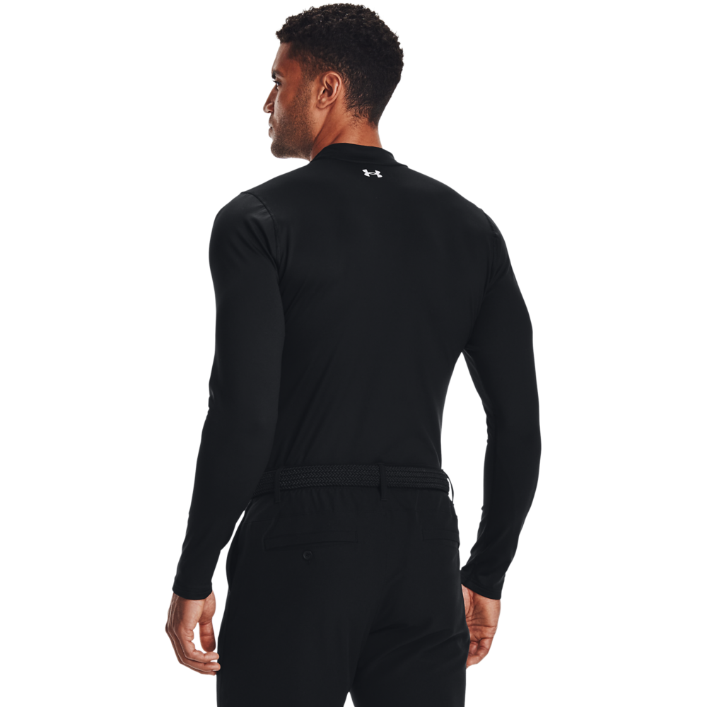 Under Armour Mens Mock Neck Long Sleeve Compression Shirt ColdGear Black Sz  Med