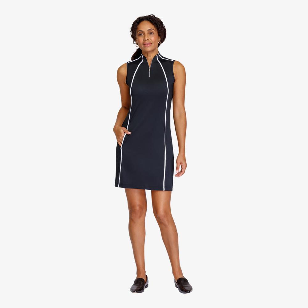 Essential Mika Sleeveless Piped Details Funnel Neck Dress