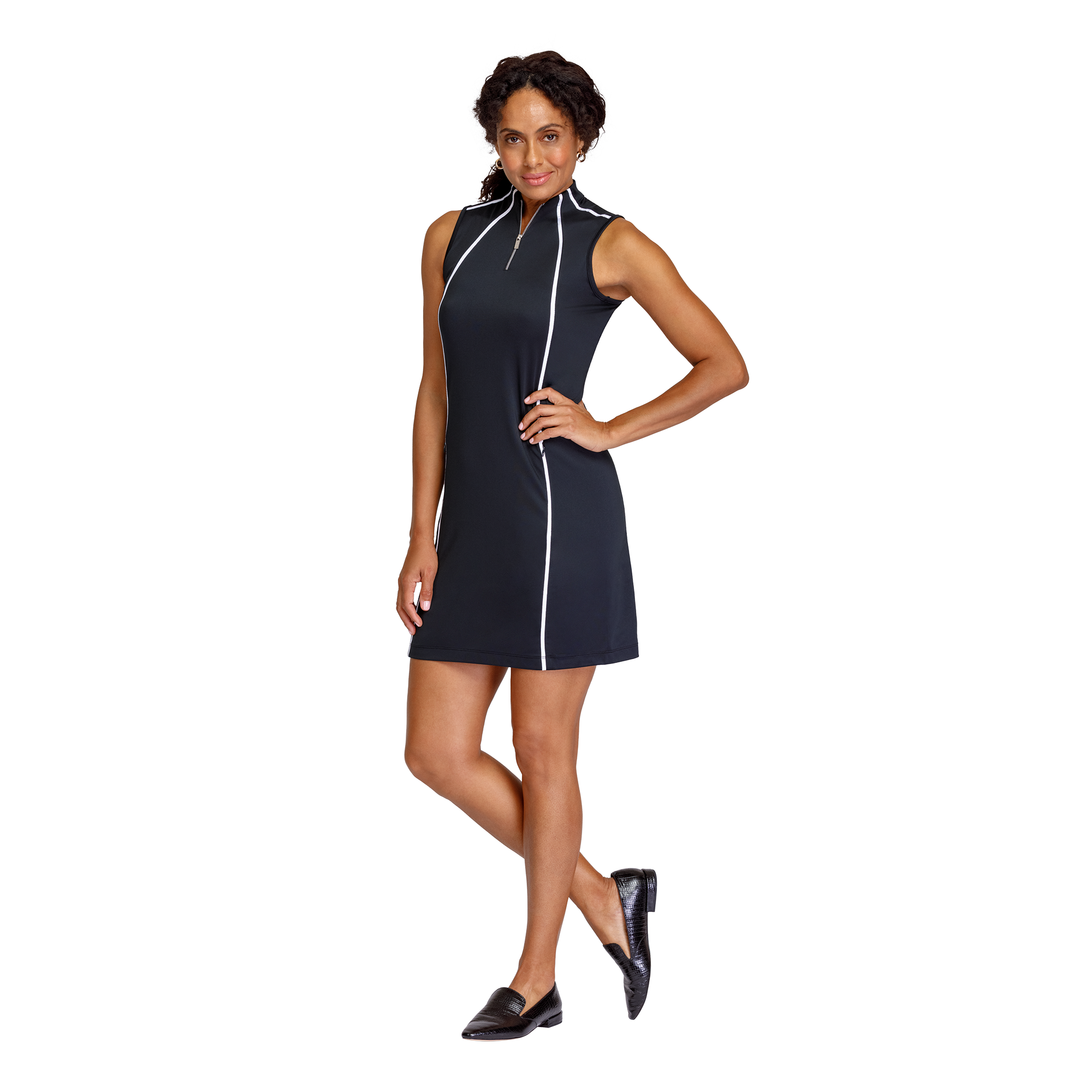 Essential Mika Piped Details Funnel Neck Women's Sleeveless Golf Dress