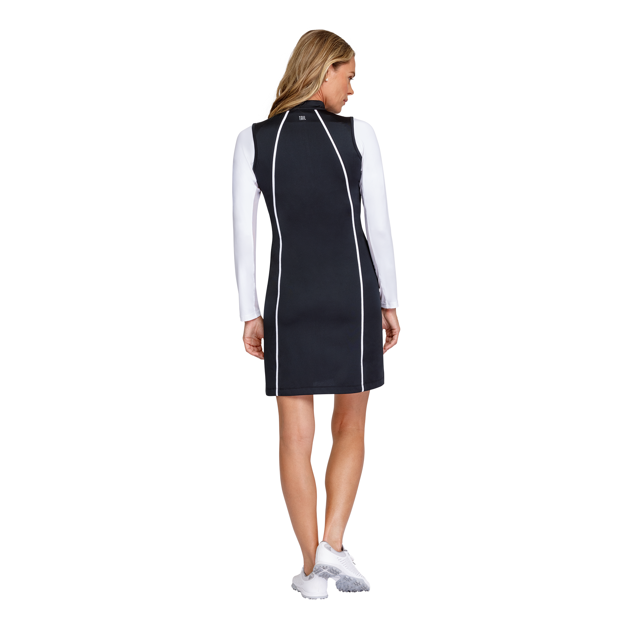 Essential Mika Piped Details Funnel Neck Women's Sleeveless Golf Dress