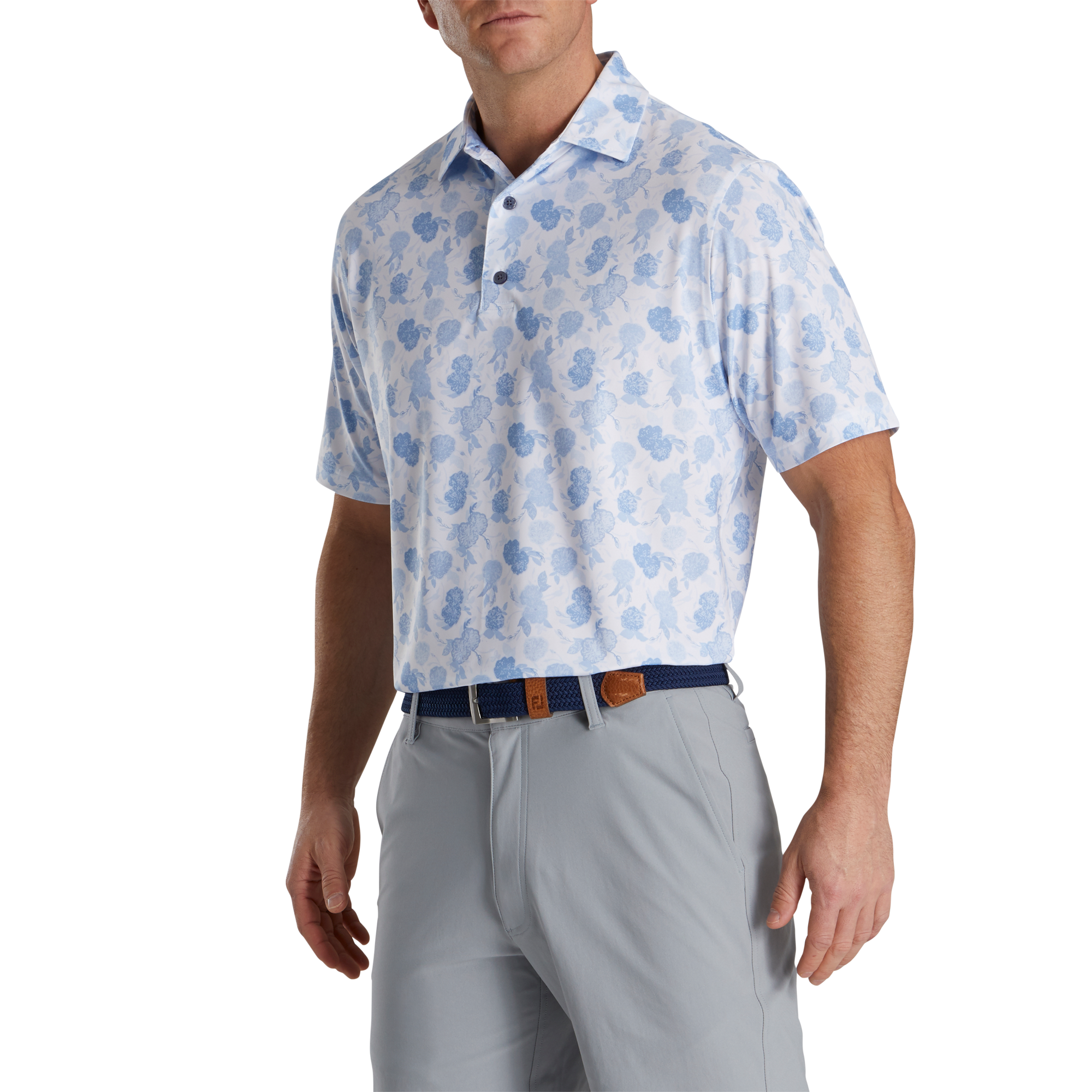 Vintage Floral Print Lisle Self Collar