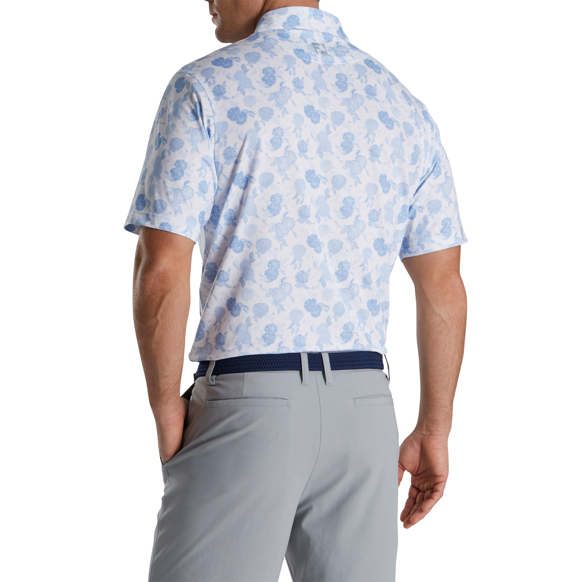 Vintage Floral Print Lisle Self Collar