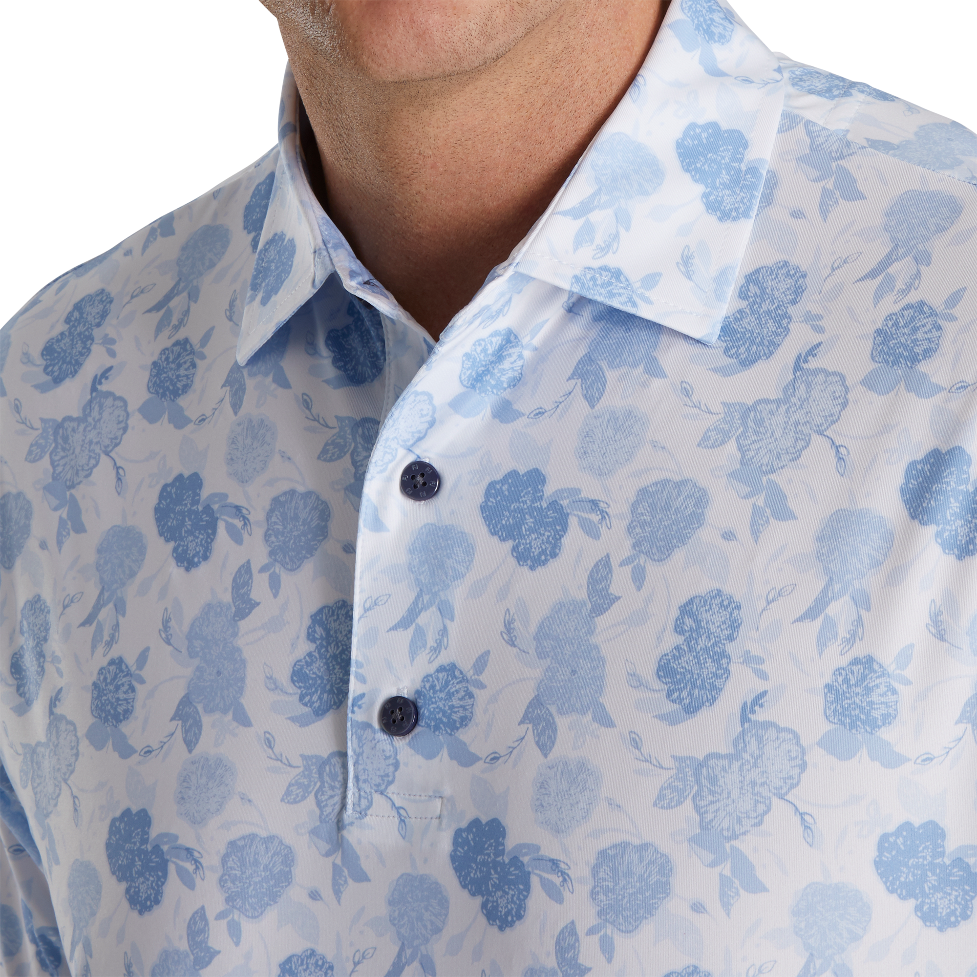 Vintage Floral Print Lisle Self Collar