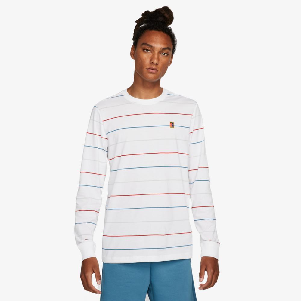 NikeCourt Men's Long-Sleeve Striped Tennis T-Shirt