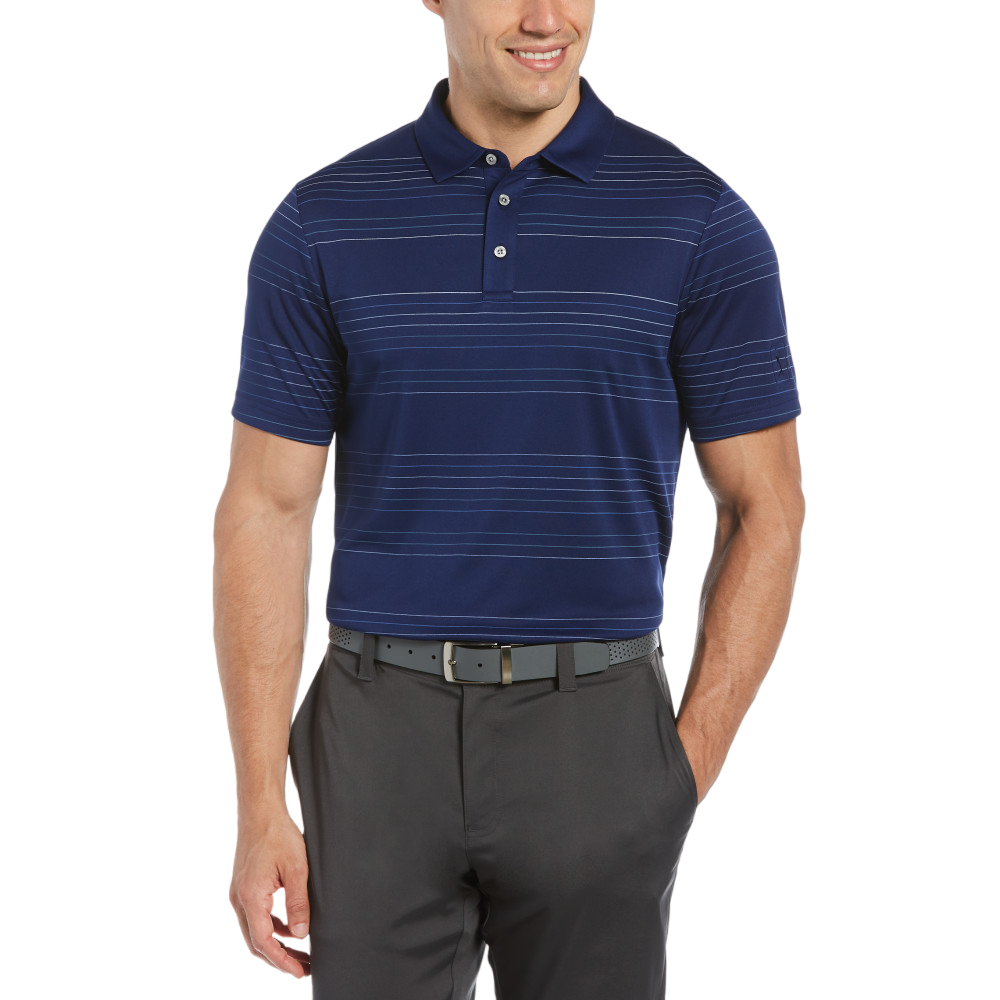 PGA Tour Apparel Tri-Color Fine Line Striped Short Sleeve Golf