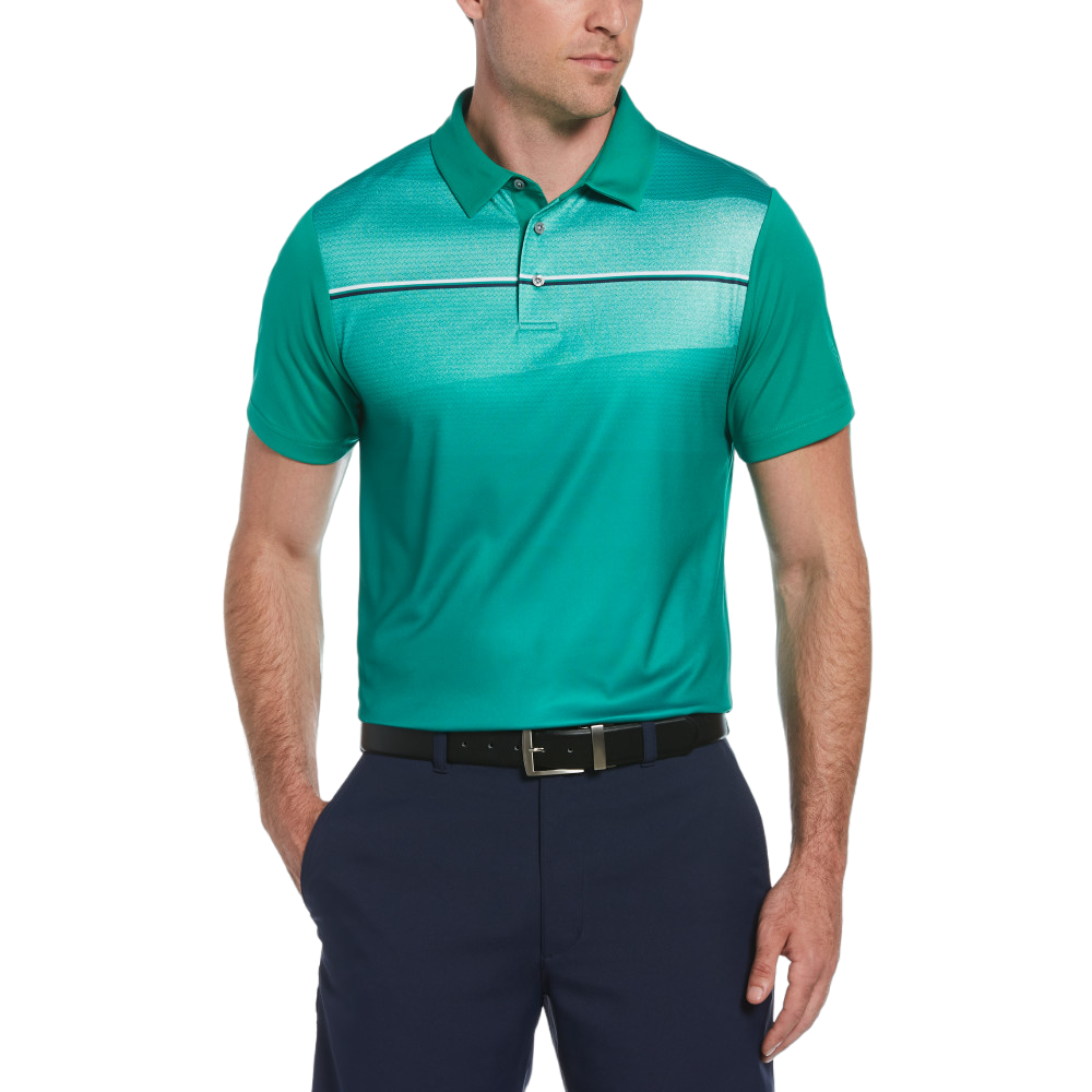 Engineered Asymmetric Chest Stripe Short Sleeve Golf Polo