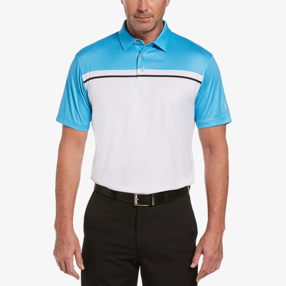 Blocked Birdseye Print Short Sleeve Golf Polo Shirt