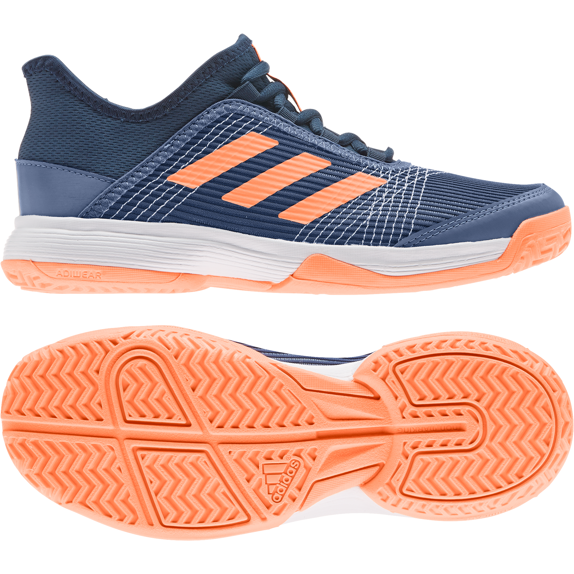 Adizero Club K Junior Tennis Shoe - Navy/Orange