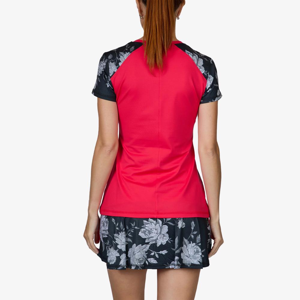 Rose Garden Collection: Rose Inset Short Sleeve Tennis Top