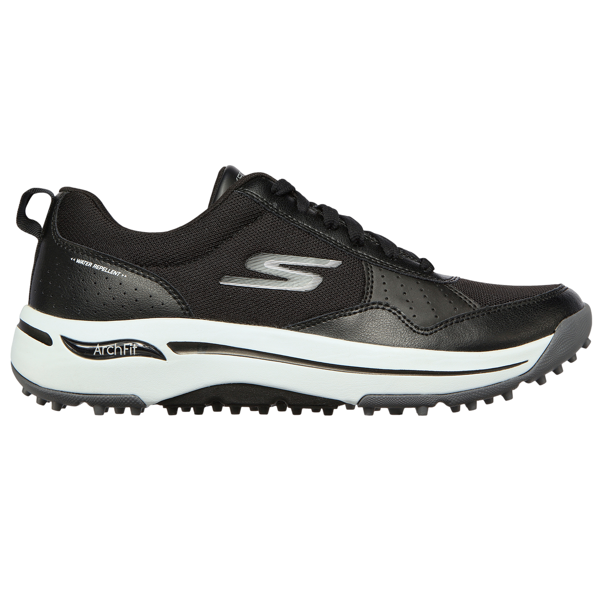 GO GOLF Arch Fit Line Up Men's Golf Shoe, Black/White, 8 M - Skechers Spikeless