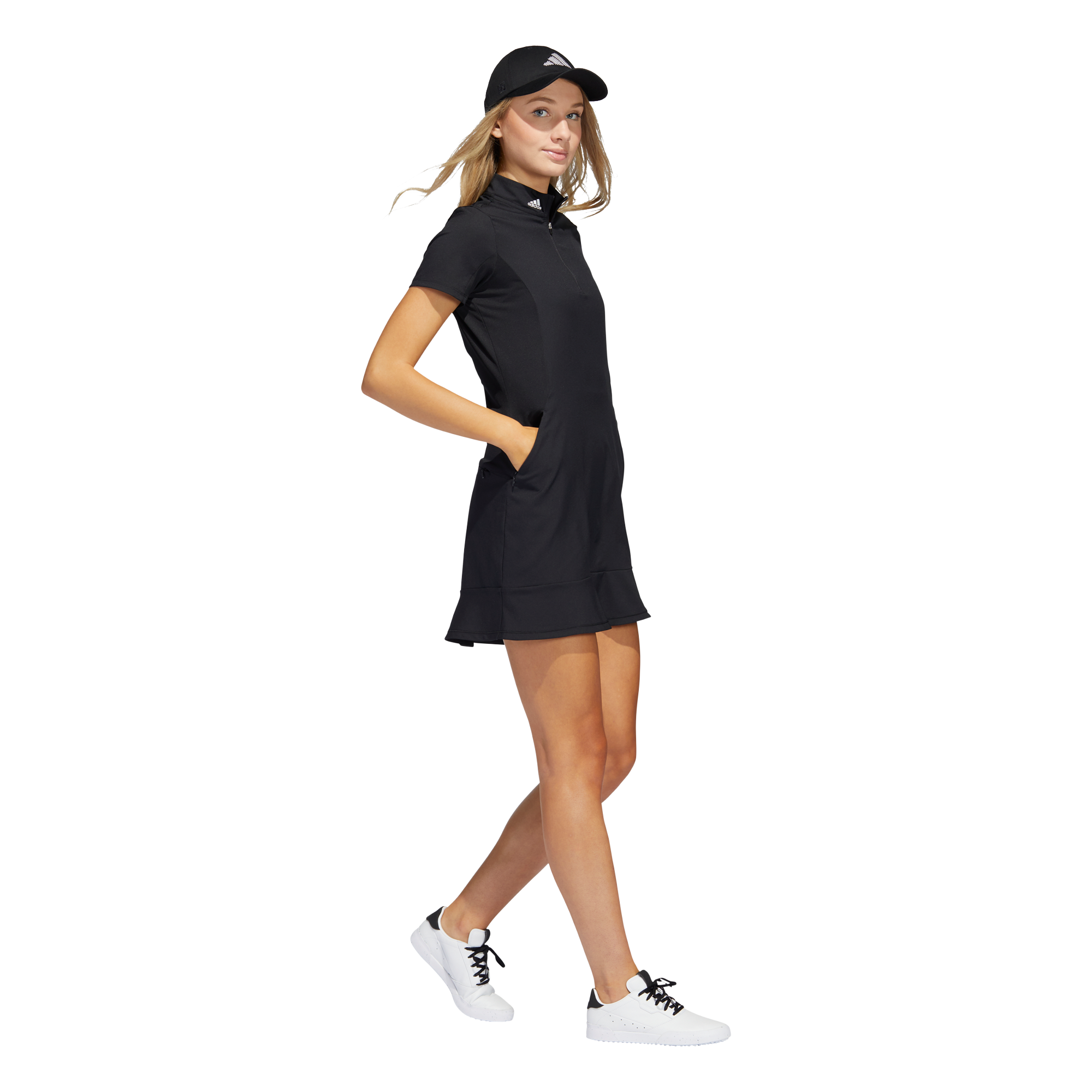 Frilly Scalloped Hem Mockneck Women's Golf Dress