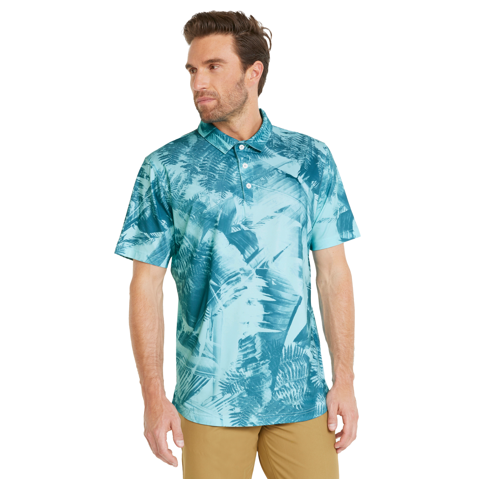 MATTR Palm Leaves Men's Short Sleeve Golf Polo Shirt