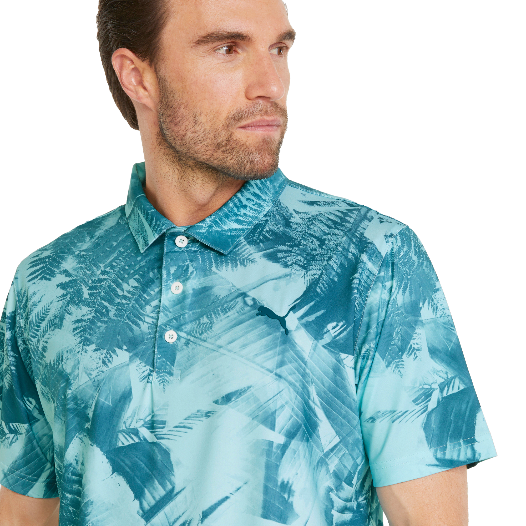 MATTR Palm Leaves Men's Short Sleeve Golf Polo Shirt