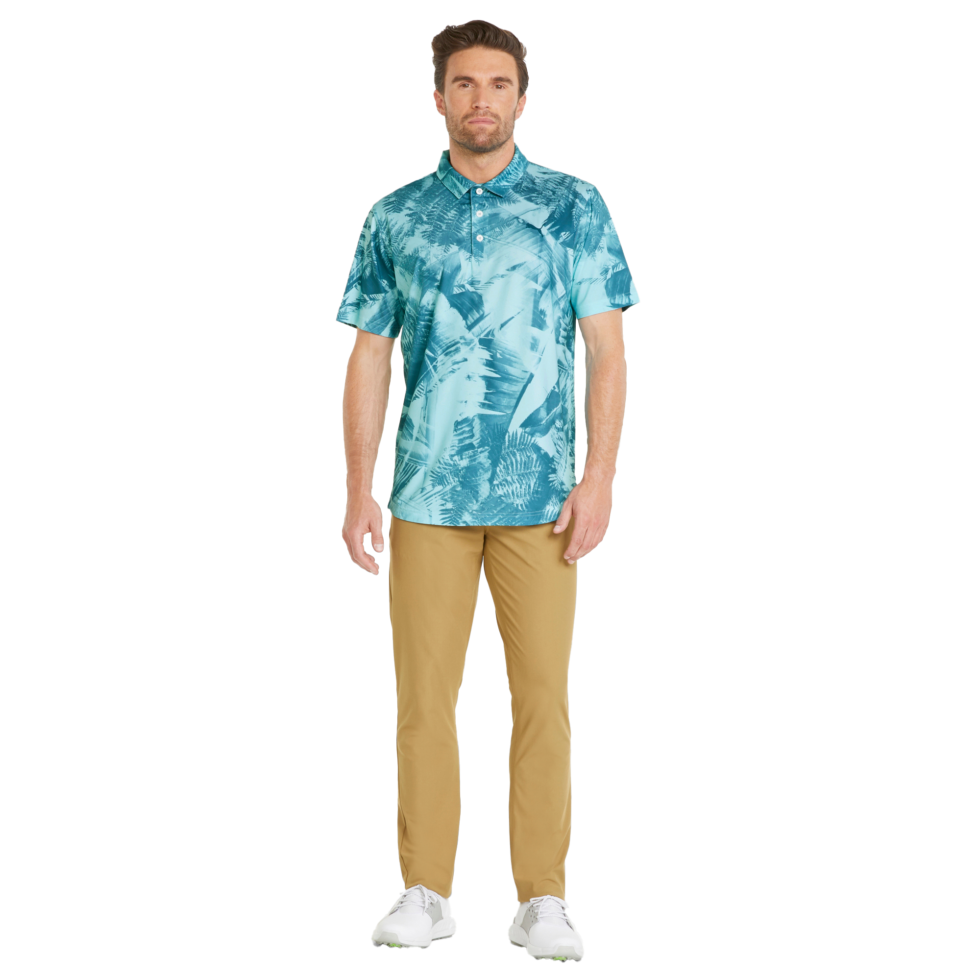MATTR Palm Leaves Men's Short Sleeve Golf Polo Shirt