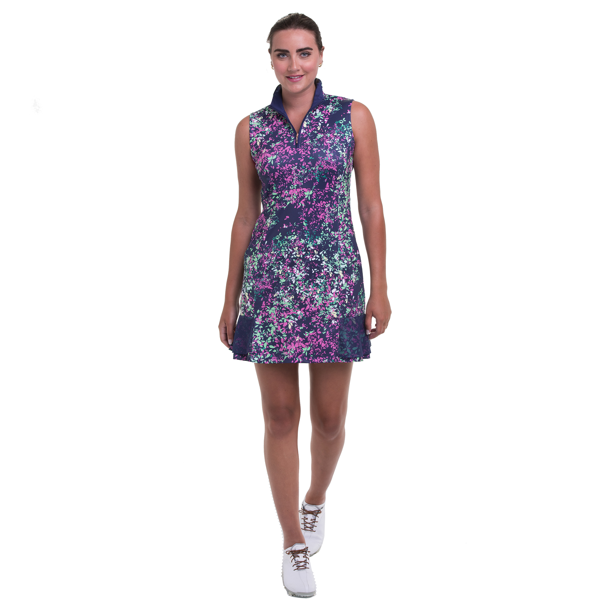Sunshine Ditsy Floral Print Women's Sleeveless Golf Dress