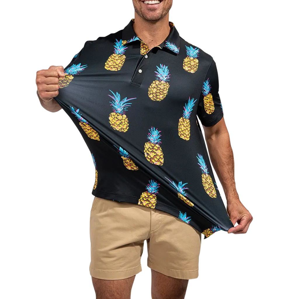 The Midnight Citrus Performance Men's Short Sleeve Golf Polo Shirt