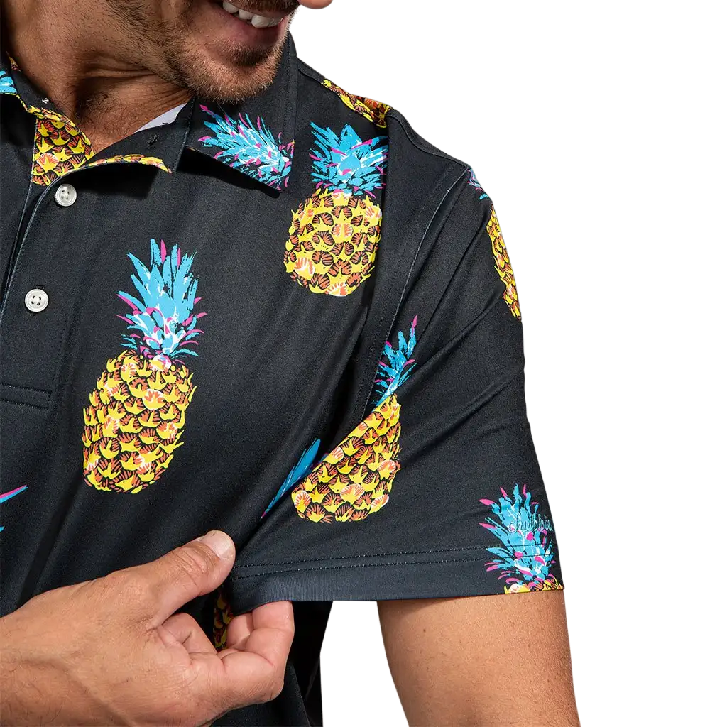 The Midnight Citrus Performance Men's Short Sleeve Golf Polo Shirt