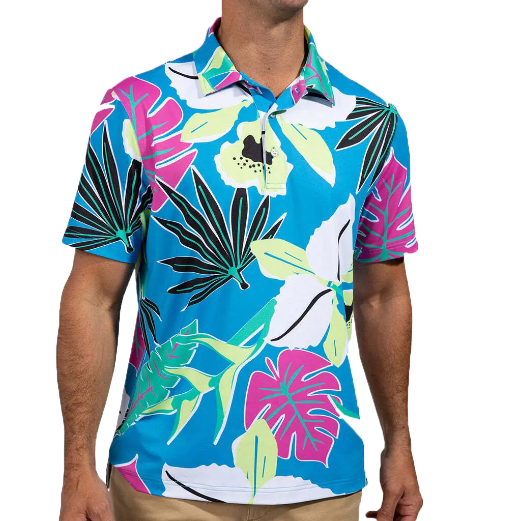The Paradise Putt Performance Men's Short Sleeve Golf Polo Shirt